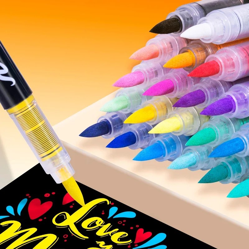 

72 Colors Acrylic Markers Brush Pens For Fabric Rock Painting Pen Stone Ceramic Glass Canvas Wood