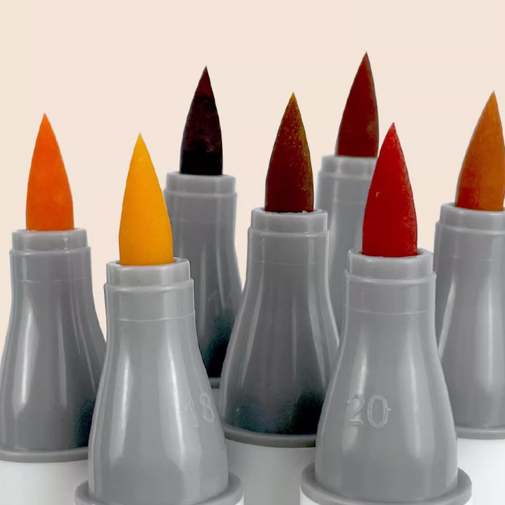 

12 Skin Color Art Markers,Soft Head Brush Tip Acrylic Paint Pens, Sketch Portrait Comics Painting