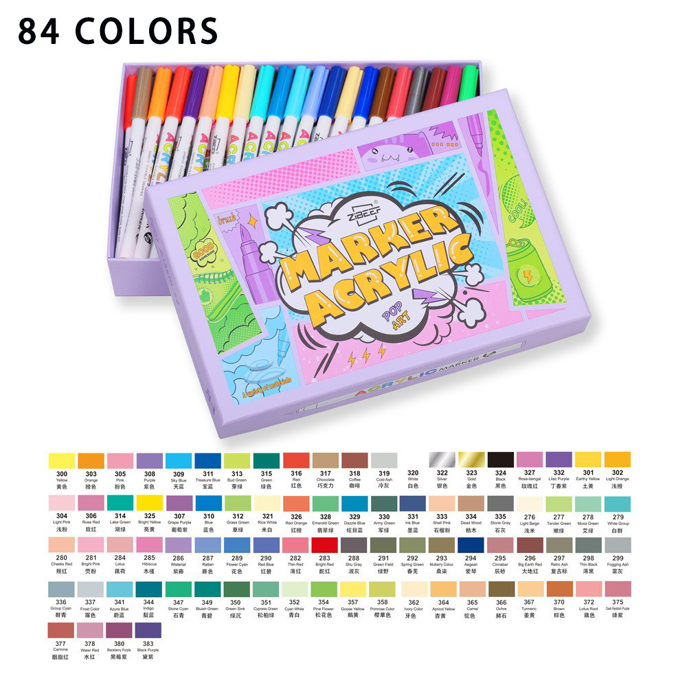 

18/24/36/84 Colors Acrylic Marker Set Brush Pens For Fabric Rock Painting Ceramic Glass Canvas Art