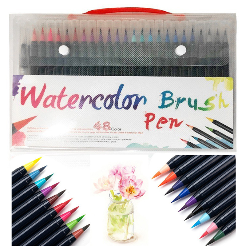 

Real Brush Pens, 20/24/48 Colors, Watercolor Markers With Flexible Nylon Brush Tips, Art Supplies