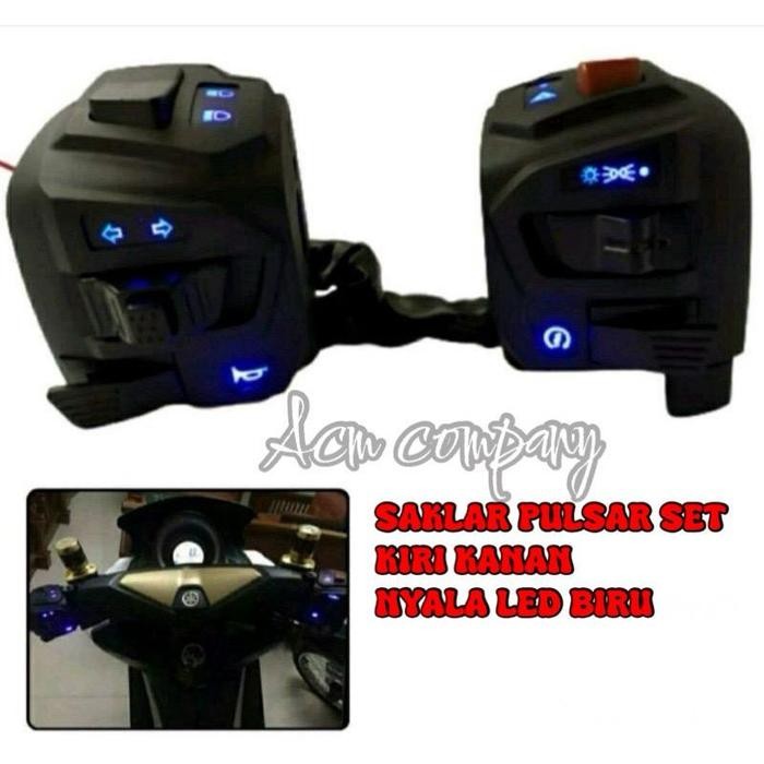 Saklar Set Kiri Kanan LED Biru NMAX Old 2019 ke Bawah untuk Modifikasi Soket/Universal Sepeda Motor