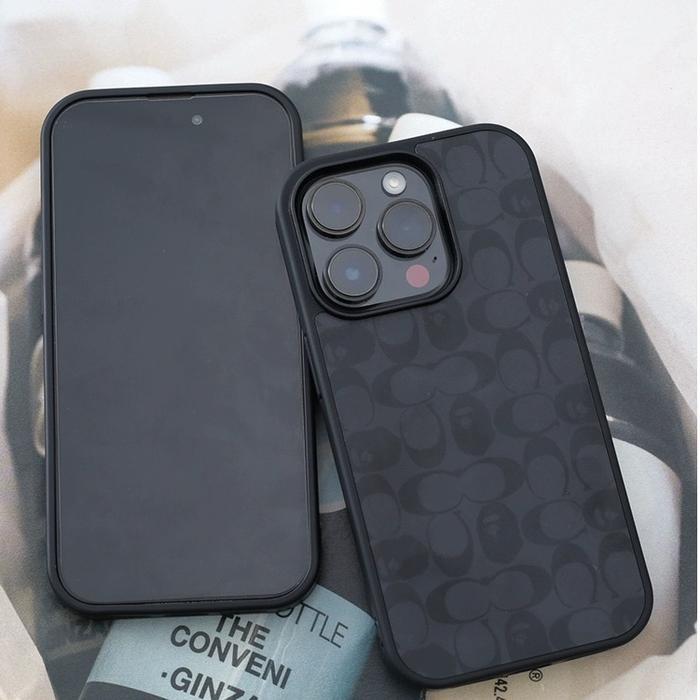 JTTOP" IDNS HARDCASE COACH X BAPE 01 BLACK CASE IPHONE 11 12 13 PRO MAX 14 PRO MAX 15 PRO MAX