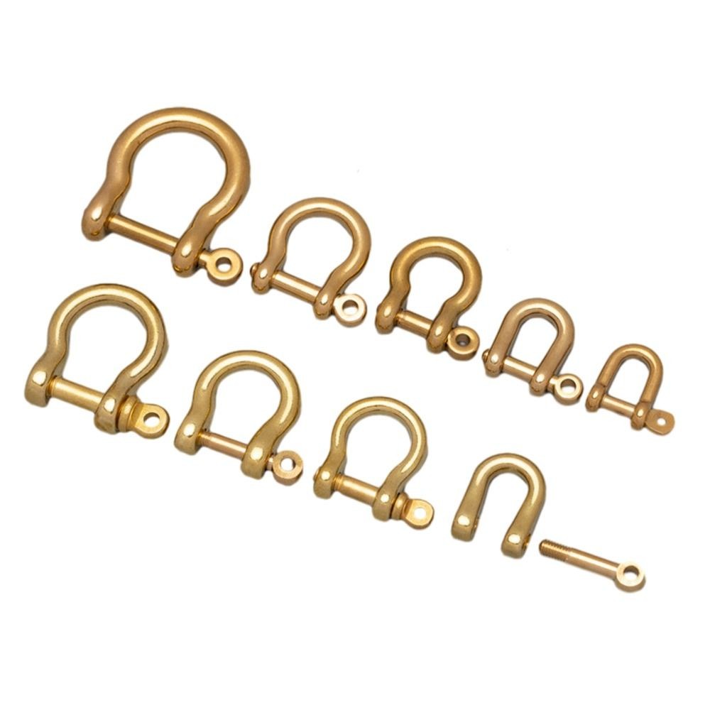 

1Piece Solid Brass Carabiner D Bow Staples Shackle Fob Key Ring Keychain Hook Screw Joint Connector
