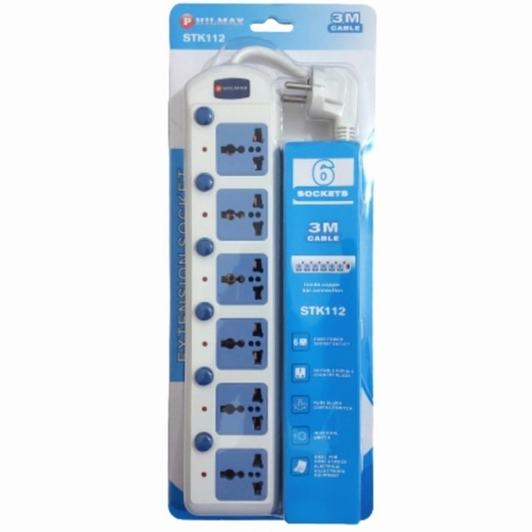 TerbaikTerlarisNIh- Stop kontak Colokan kaki 3 6 lubang 6 port kaki3 Stopkontak universal kabel exte