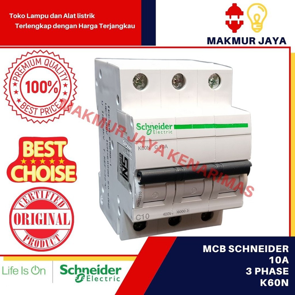 TerbaikTerlarisNIh- MCB 3 Phase 10,16,32,63A schneider/ MCB schneider 3 pas 10,16,32,63A