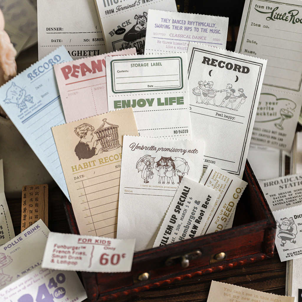 

50Pcs/Lot Memo Pads Material Paper Chelsia'S Diary Diy Scrapbooking Cards Junk Journal Retro