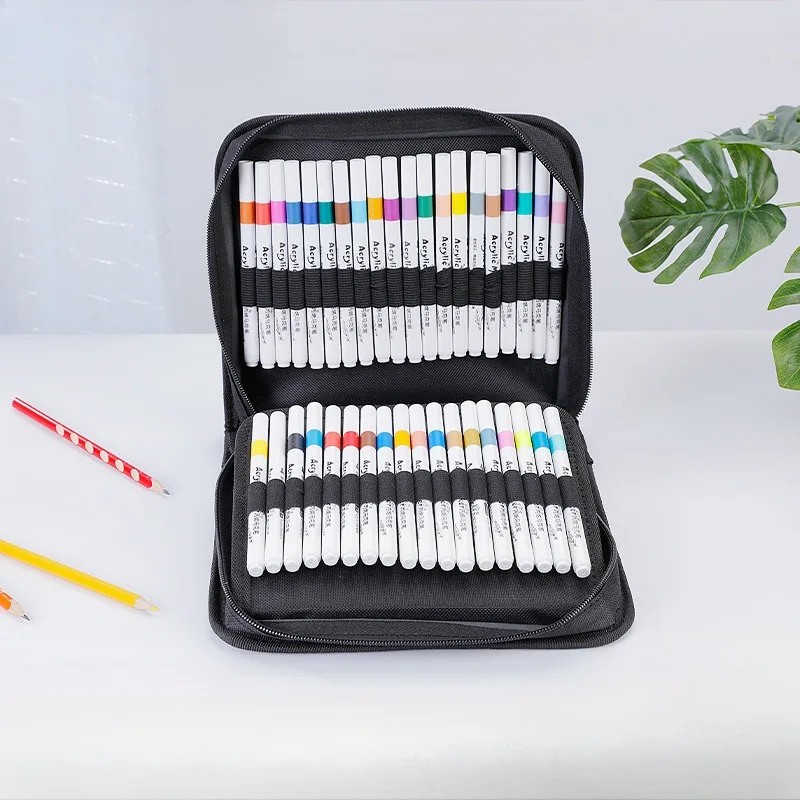 

Black Canvas Bag Marker Pens Special Pencil Bag Large Capacity Storage Bag Stationery Pencil Bag