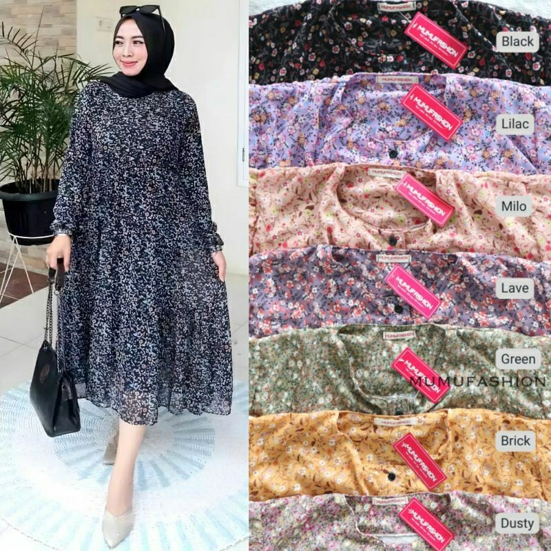 PROMO / MUFASH - PRIYANKA Tunik Atasan Ceruty Premium Motif Bunga By Mumu Fashion / GLASYA TUNIK
