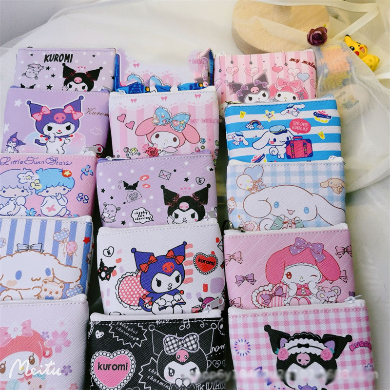 

20 Pcs/Lot Sanrio Kawaii Melody Kuromi Cinnamoroll Pencil Case Cute Pencil Box Coin Purse Stationery