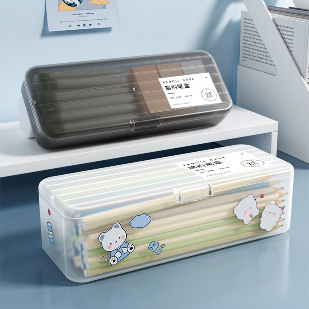 

Multi-Function Storage Box High Quality Stationery Box Large Capacity Pencil Case Transparent Pen