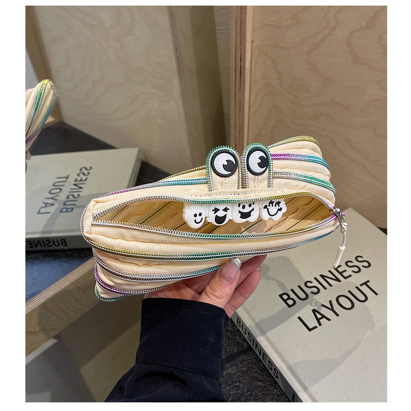 

Little Monster Teeth Pattern Zipper Bag Creative Niche Design Pen Case Coin Purse Cute Ins Style