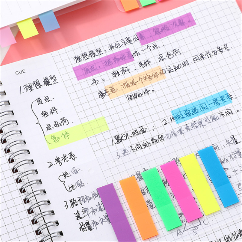 

200 Sheets Fluorescence Colour Paper Memo Pad Sticky Notes Bookmark Marker Sticker Office School