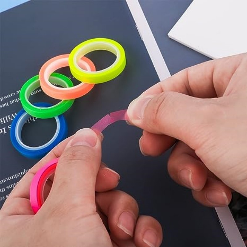 

5 Rolls Multicolor Writable Sticky Note, Removable Highlighter Marking Tape , See Through Index