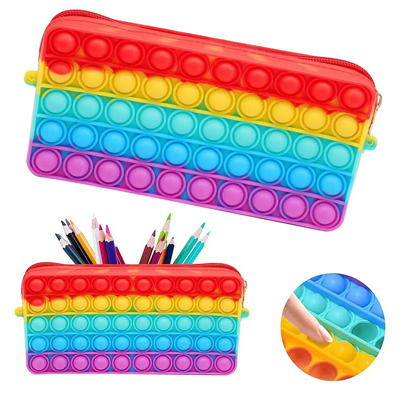 

Rainbow Kids Silicone Pencil Case Sensory Autism Fidget Toys School Supplies Regalos Cumpleaos Nios