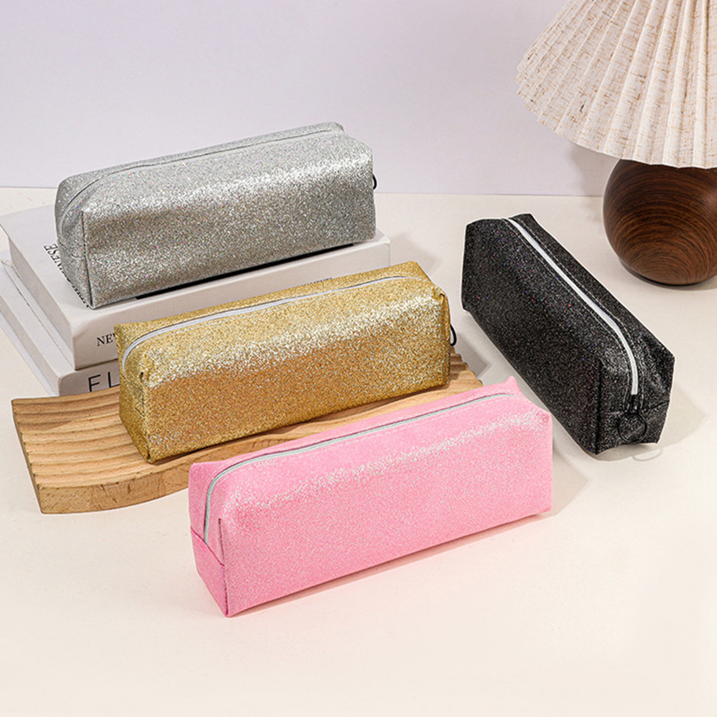 

Glitter Pencil Case Estuche Escolar Pencil Pouch Solid Color Large Capacity Sequins Pencilcase