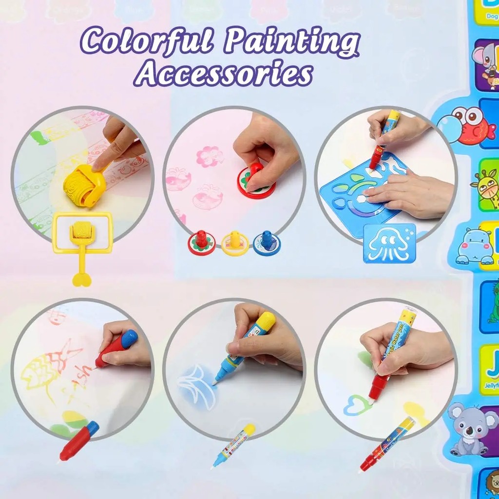 

100X80Cm Magic Water Drawing Mat Coloring Doodle With Reusable Magic Pens Montessori Painting Board