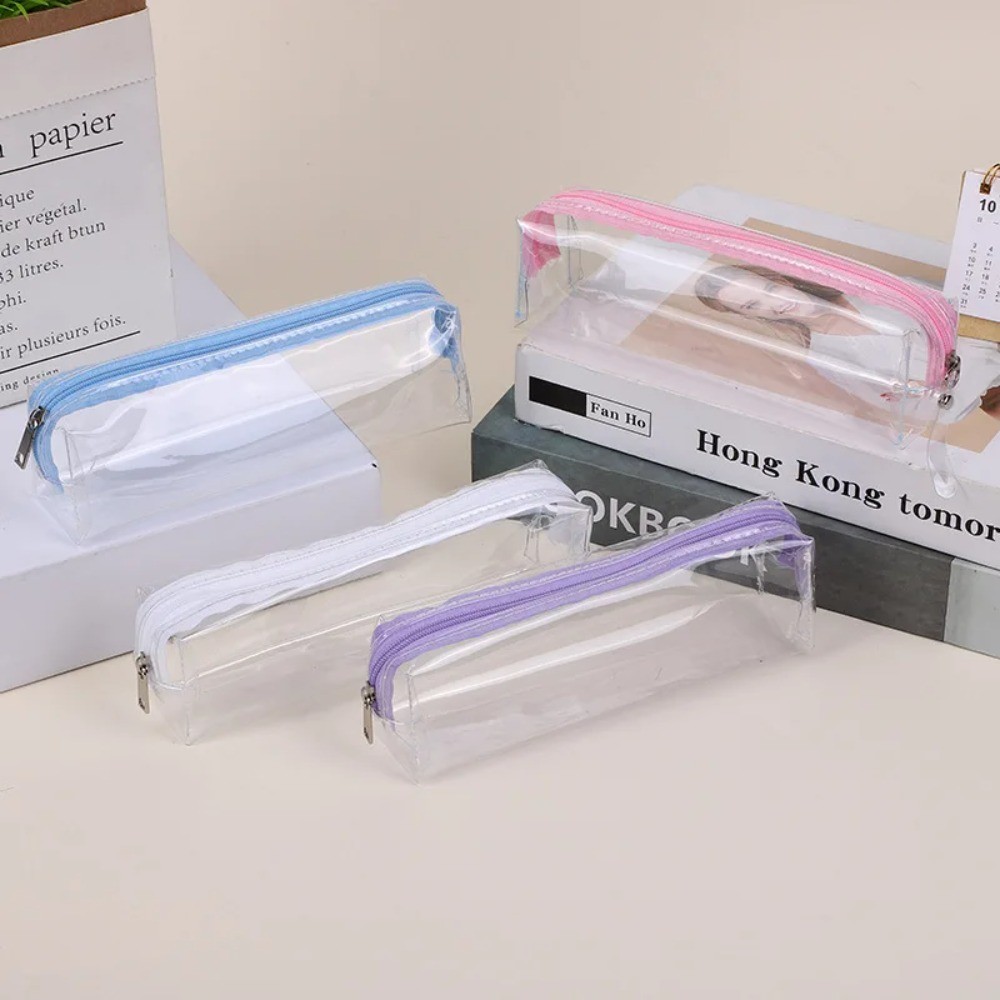 

Transparent Zipper Pencil Case Pen Bag Cosmetic Makeup Pouch Sundries Organizers Stationery Gifts