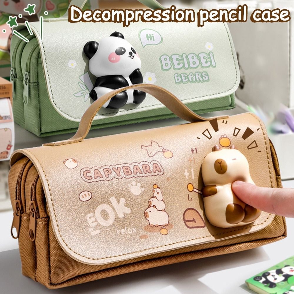 

Portable Stationery Storage Pouch 3-Layer Large Capacity Pencil Case Students Pencil Box