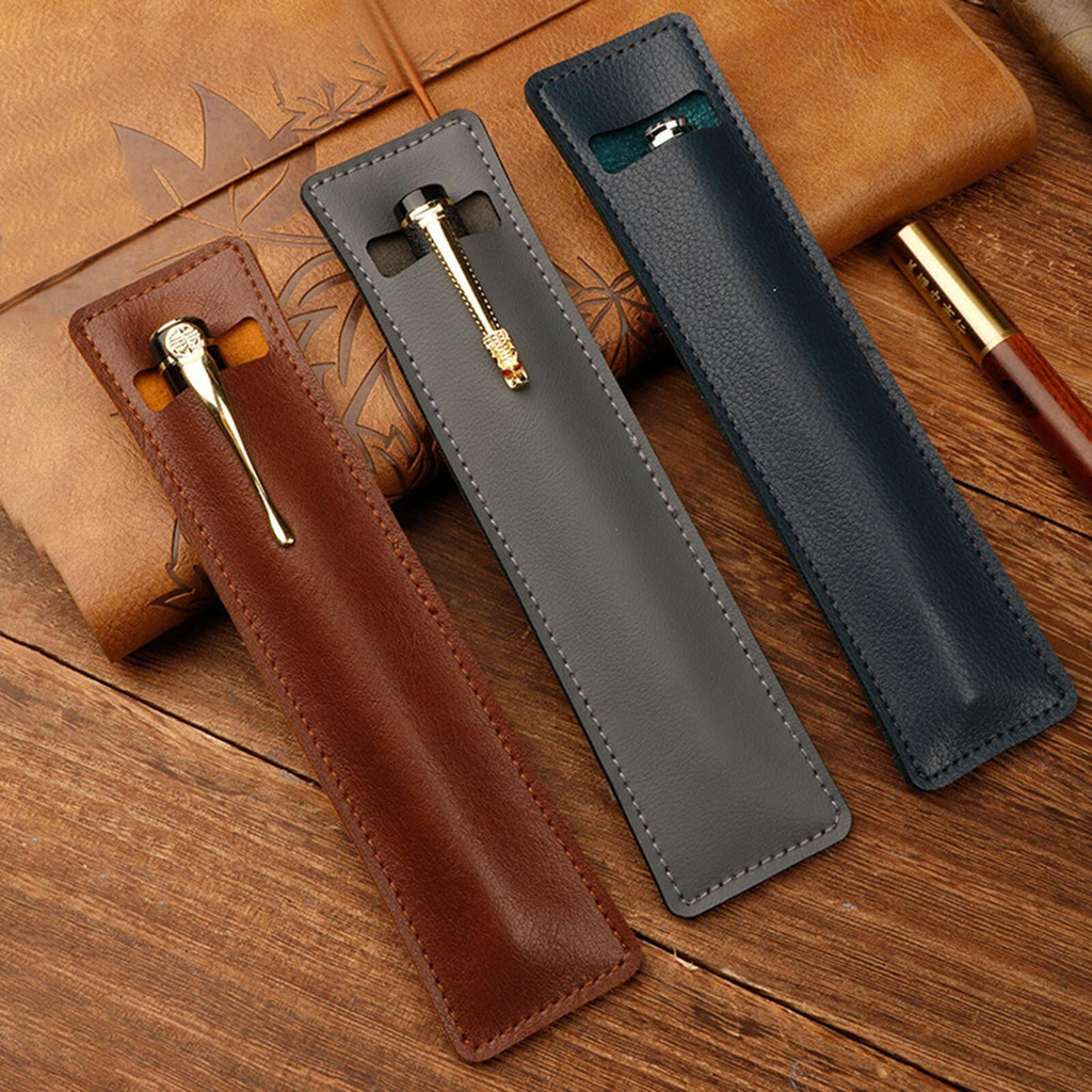 

3Pcs\Set Leather Pen Bag Fountain Pen Case Single Pen Pouch Sleeve Holder Pocket Protectors Pens