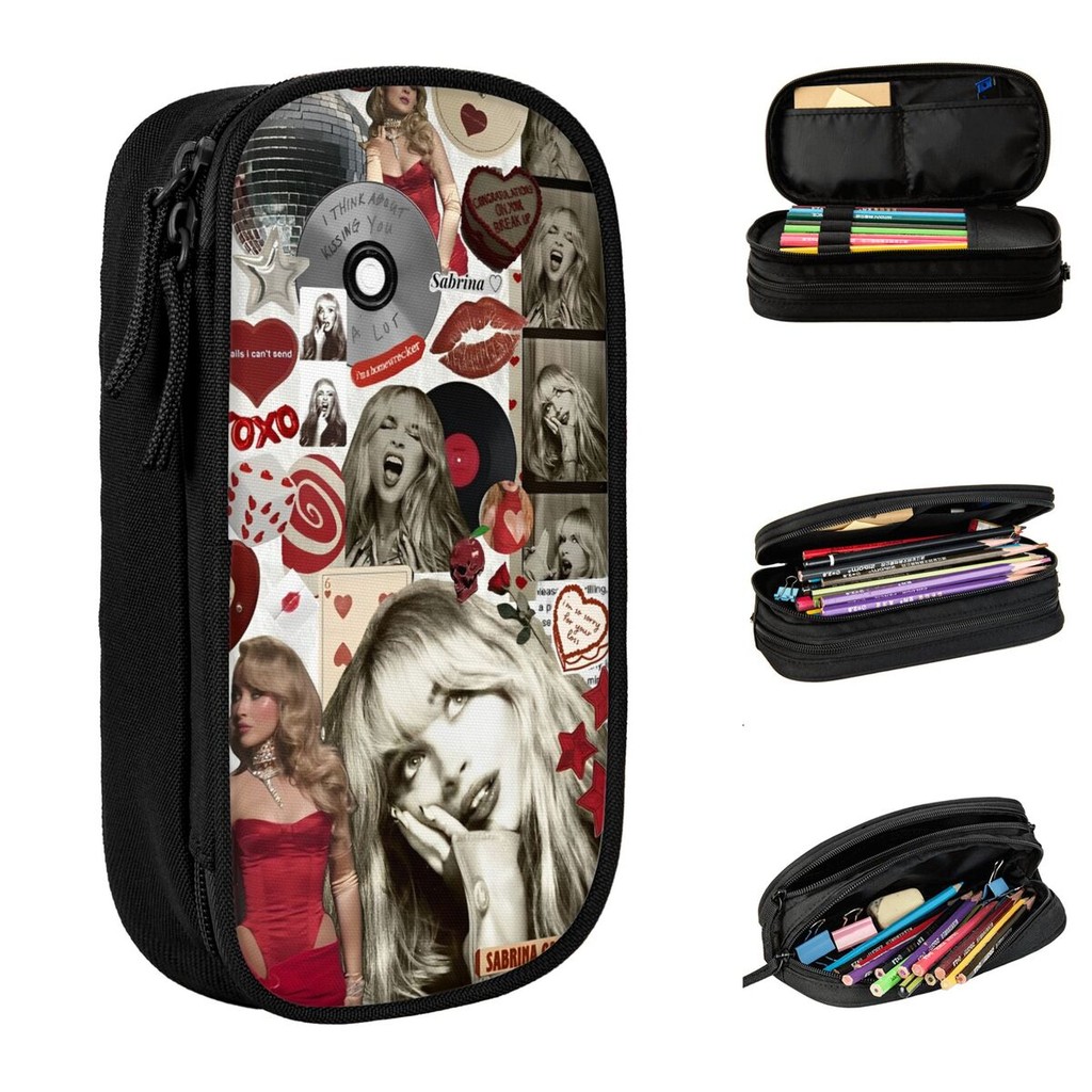 

Fun Sabrina Carpenter Pencil Case 90S Music Tour 2024 Pencil Box Pen Box For Girl Boy Large Storage
