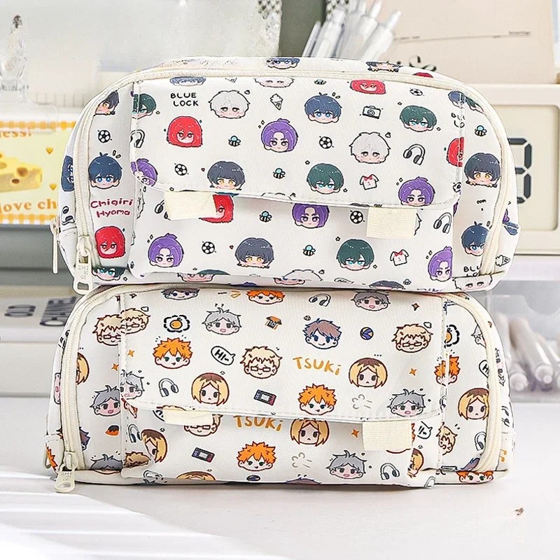 

New Large-Capacity Student Pencil Case High-Value Cartoon Anime Zipper Stationery Storage Bag Pencil
