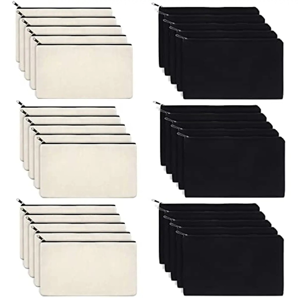 

10-40Pcs Canvas Zipper Pouch Bags Diy Canvas Zipper Pencil Bag Case For School Blank Diy Craft Bag