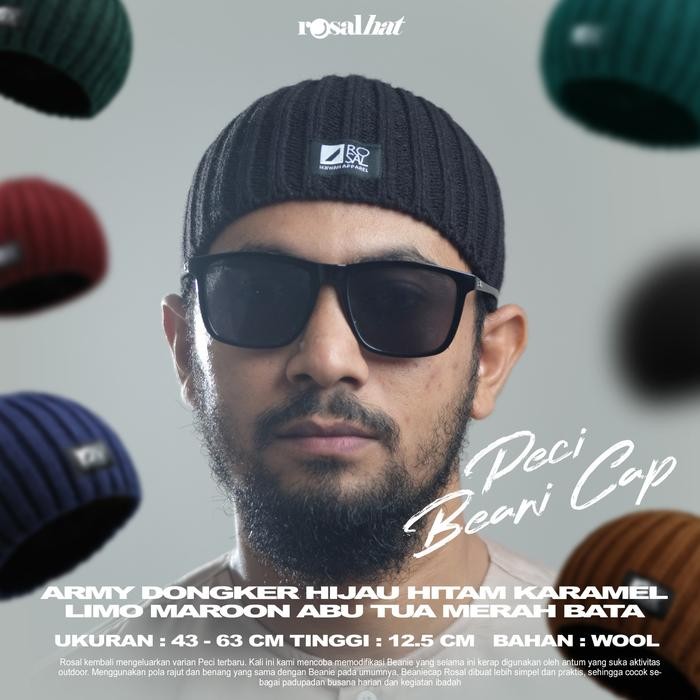 Capbro- Beanie Cap Rosal Bahan Benang Wol/Peci Kupluk Dewasa/Peci Sholat