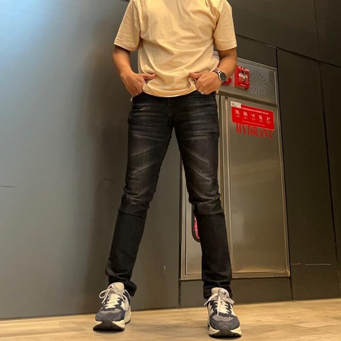 Rawman- Celana Jeans Sobek Black Baron Polos Bb 3001 Original Slimfit Strech Black Jazz