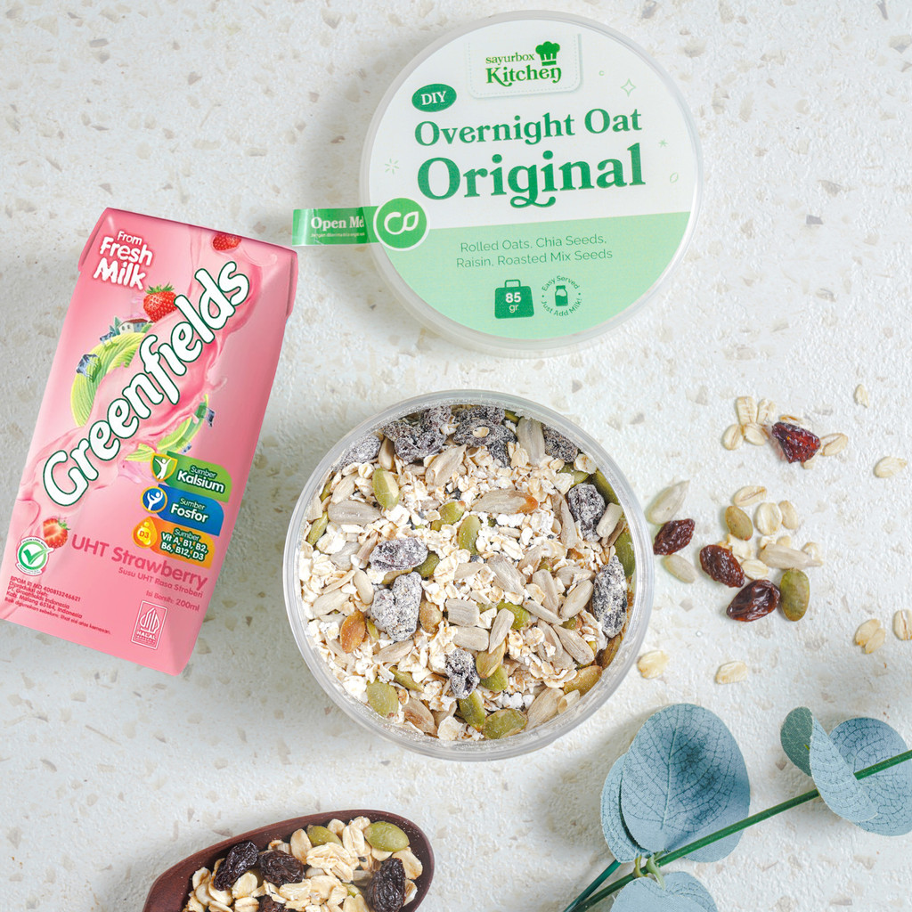 

Paket Sayurbox Kitchen Overnight Oat Original & Greenfields Susu UHT Strawberry 1 pack