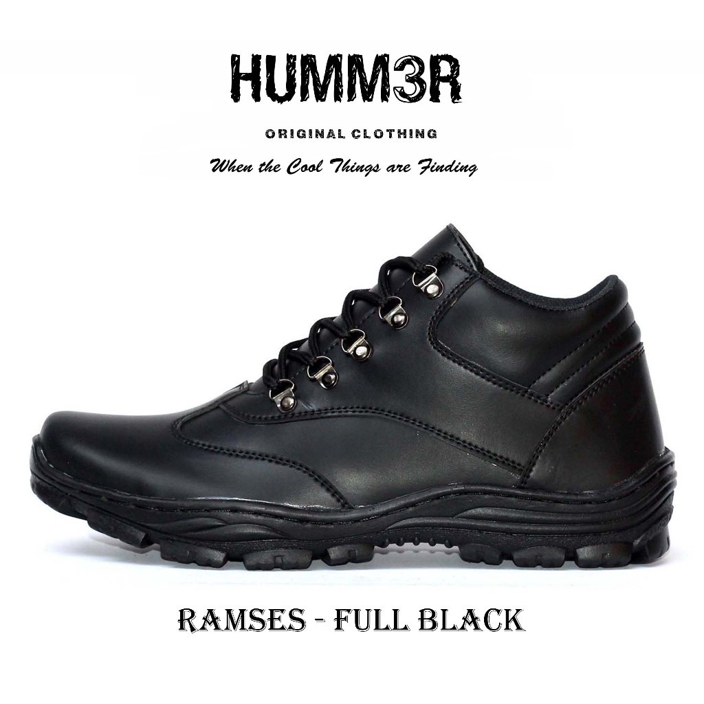 Humm3r Ramses Full Black - Sepatu Boots Pria Jumbo