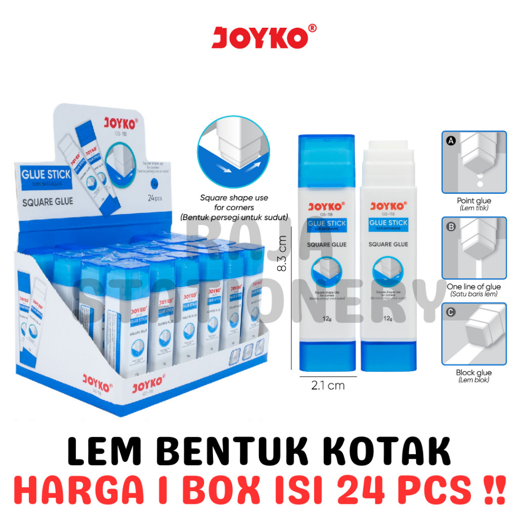

JOYKO GLUE STICK 12G SQUARE LEM BATANG STIK JOYKO KOTAK GS-118 LEM PUTIH [24PCS] - RAJA BIGBOX