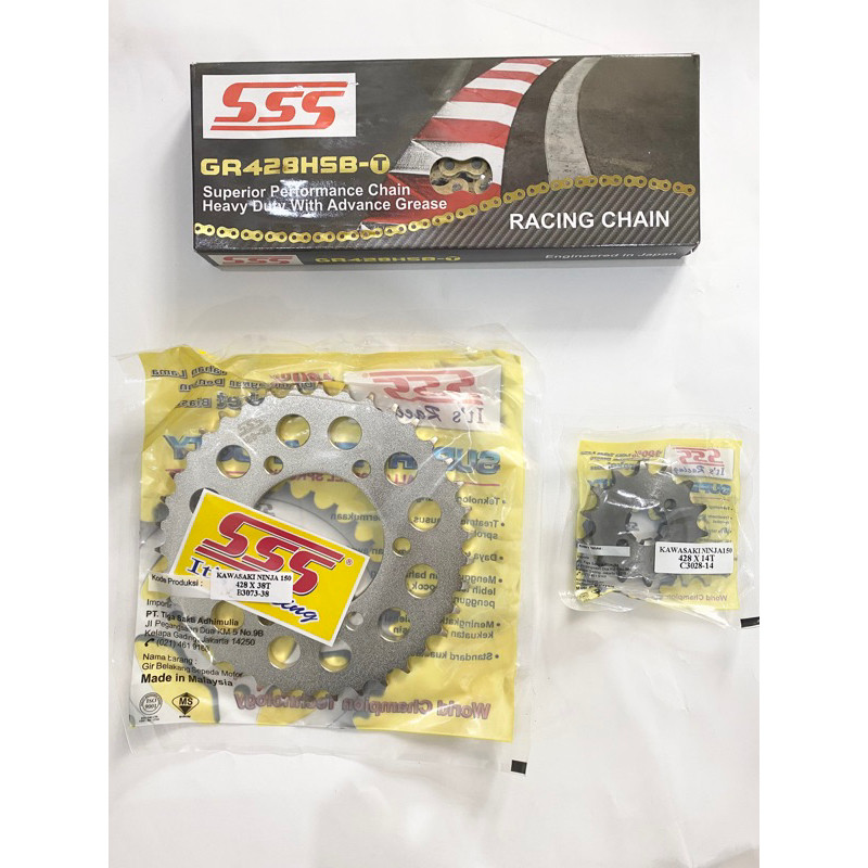 Gear Set SSS 428 Ninja 150 R / RR / ZX & Rantai SSS 428 HSBT - 130L Gold