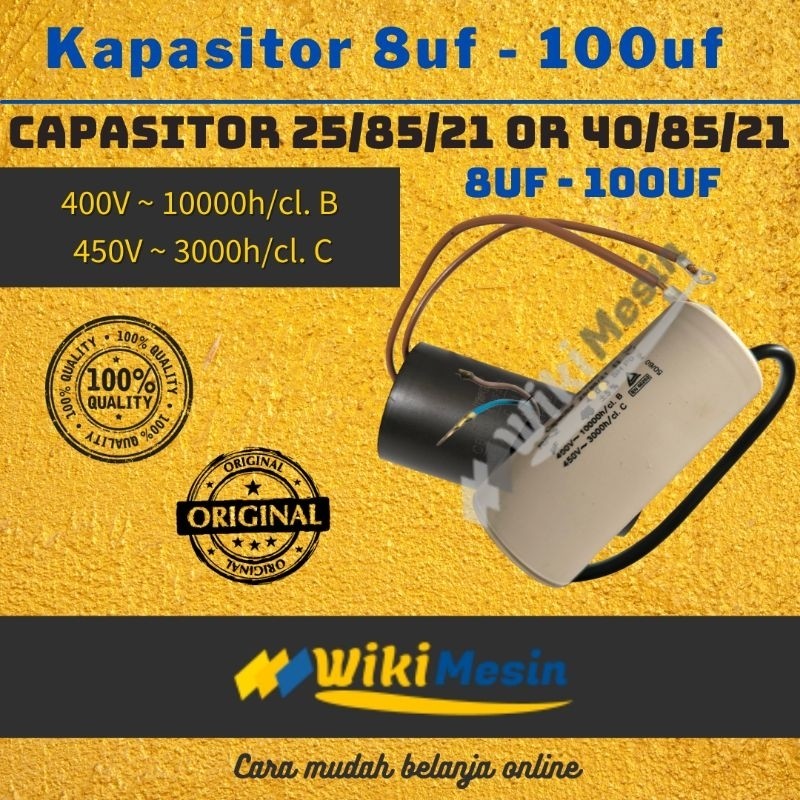 New Kapasitor Pompa Air 8Uf 12Uf 14Uf 16Uf 20Uf 25Uf 40Uf 45Uf 50Uf 55Uf 60Uf 80Uf 100Uf Capasitor