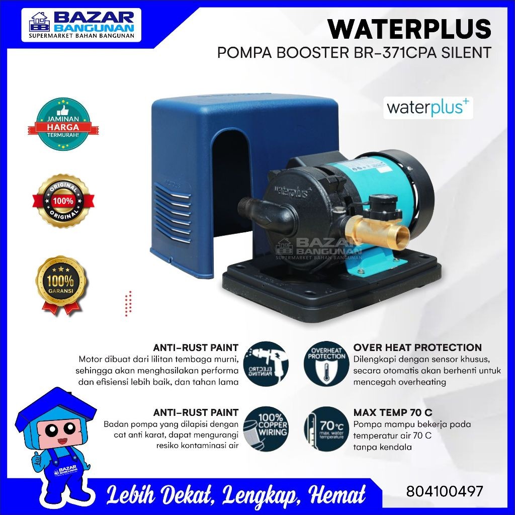 New Waterplus - Pompa Air Dorong Booster Pump Br 371 Cpa Br371Cpa 371Cpa Silent