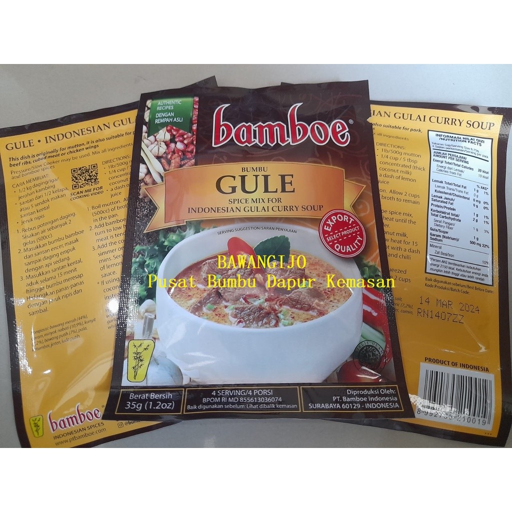 

Bamboe Bumbu Instant GULE 35gr Export Quality