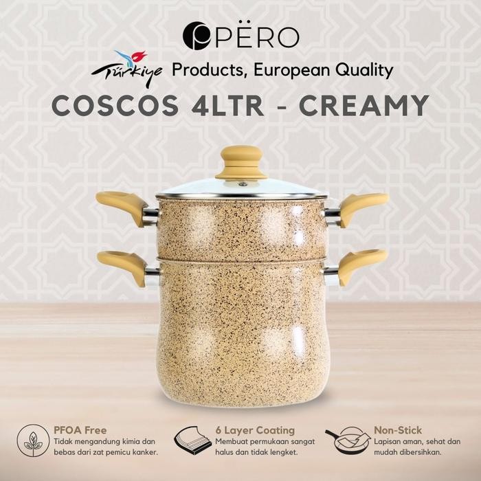 [Exclusive Best Deal] Pero Coscos Casserole with Steamer 18cm 4LT Granite Non Stick / Panci Kukus 2