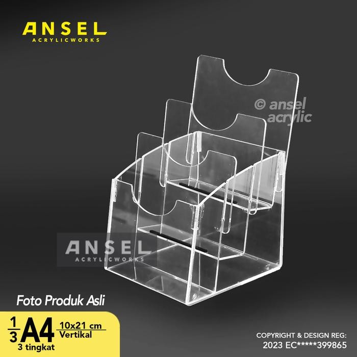 

ANSEL Tempat Brosur Akrilik 3 Tingkat [ 1/3 A4 - A6 ] Tipe E 3 Susun