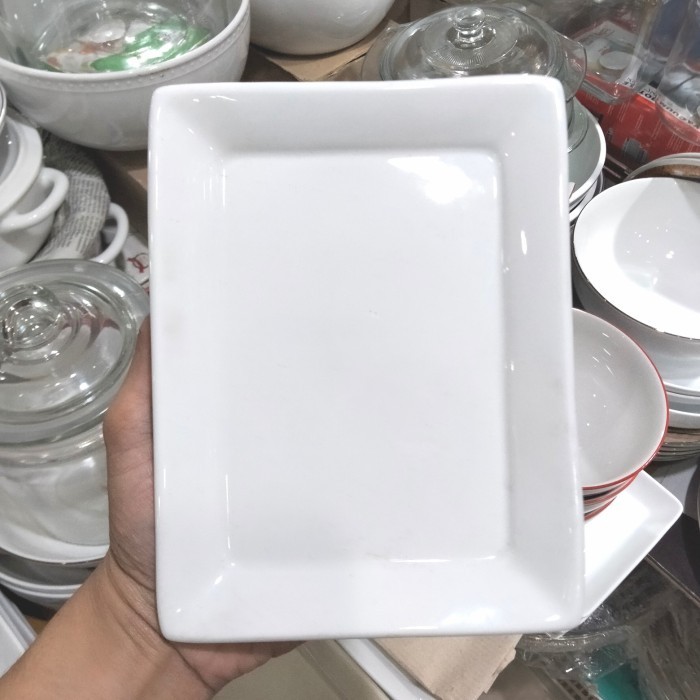[Bestone] piring saji persegi panjang 17 x 13 cm / piring kotak BLANC PORCELAIN