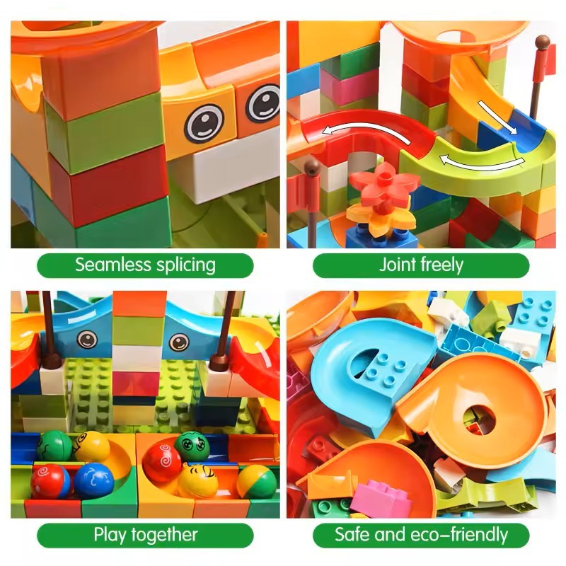 77-308Pcs Sliding Rail Large Particle Building Blocks Marble Racing Run Building Blocks Diy