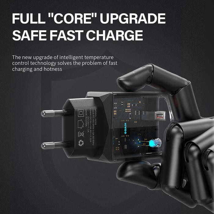 (Bestone) Wall charger KIVEE QC3.0 + PD 18W fast charger light display 5V/3A