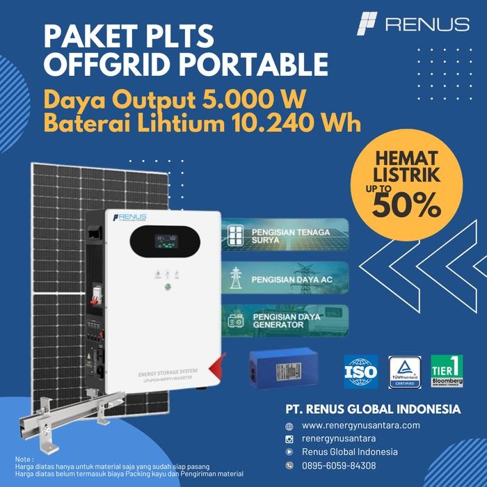 PAKET PLTS OFFGRID PORTABLE 2000W 3000W 5000W Harga Diskon