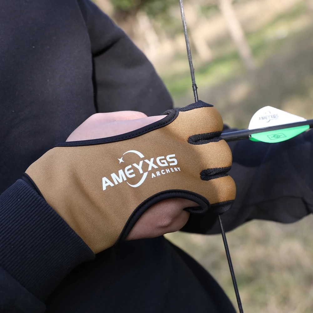 Protective Archery 3 Fingers Hand Guard Glove For Recurve Traditional Bow Adjustable Left/Right Hand