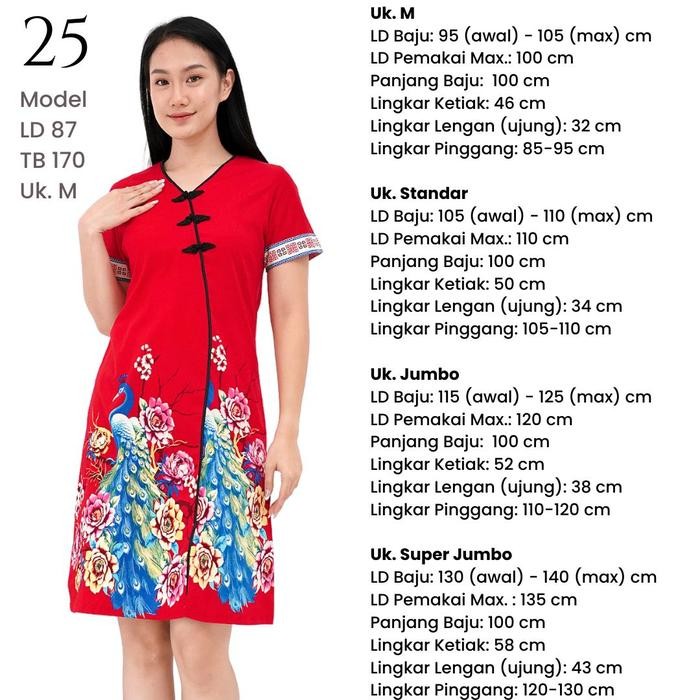 Fleesa- Dress Batik Imlek Katun Stretch Premium Super Jumbo / Jumbo / Standar