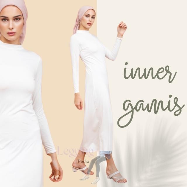 Fleesa- Manset Gamis Lengan Panjang Inner Dress Dalaman Wanita Maxi Dan Kaftan Polos Hitam