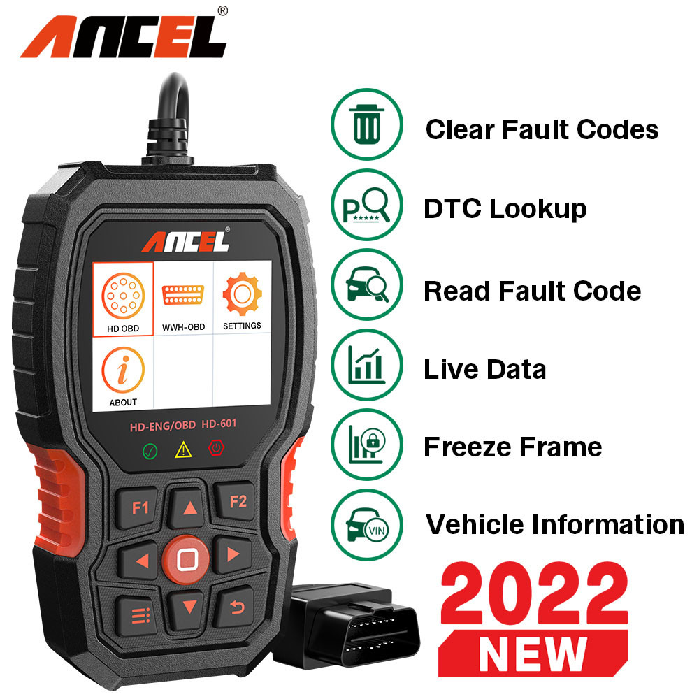 ANCEL HD601 OBD2 Code Reader  Heavy Duty Truck Scanner All System