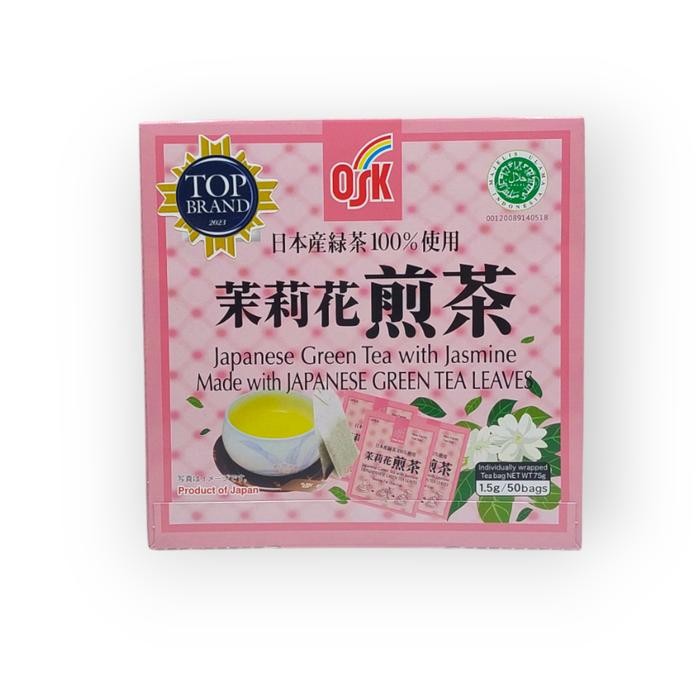 

OSK Japanese Green tea with JASMINE pink 1 box isi 50 sachet