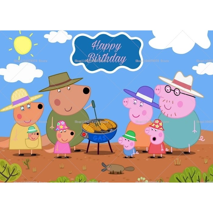 

1Pc Peppa Pig Birthday Party Background Cartoon Baby Party Background Photography Wall Photo Studio