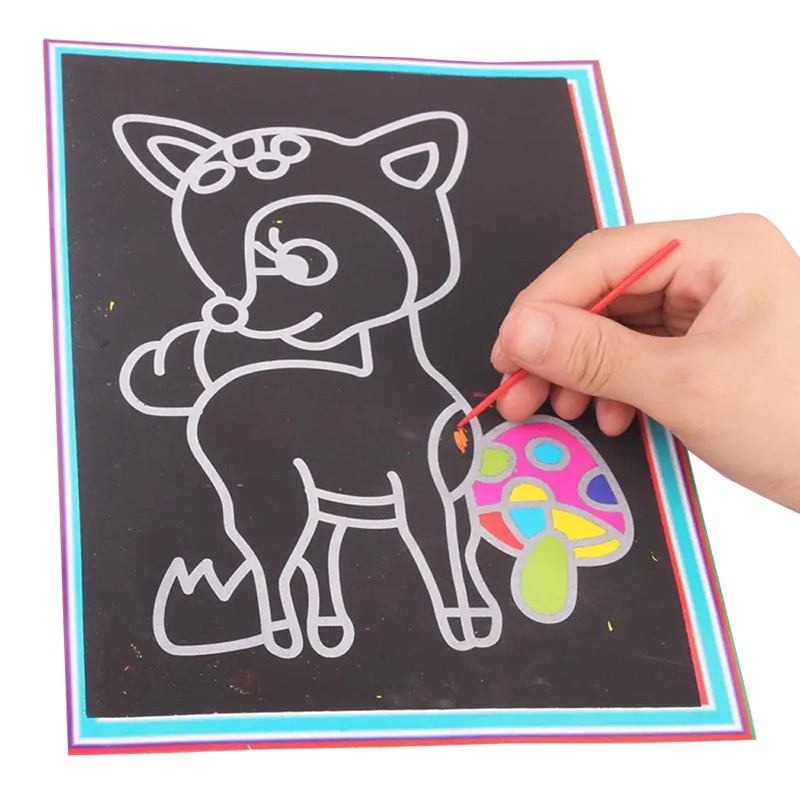 

10Pcs Children Scratch Painting Colorful Drawing Toys Diy Paper Cartoon Art Supplies Handmade
