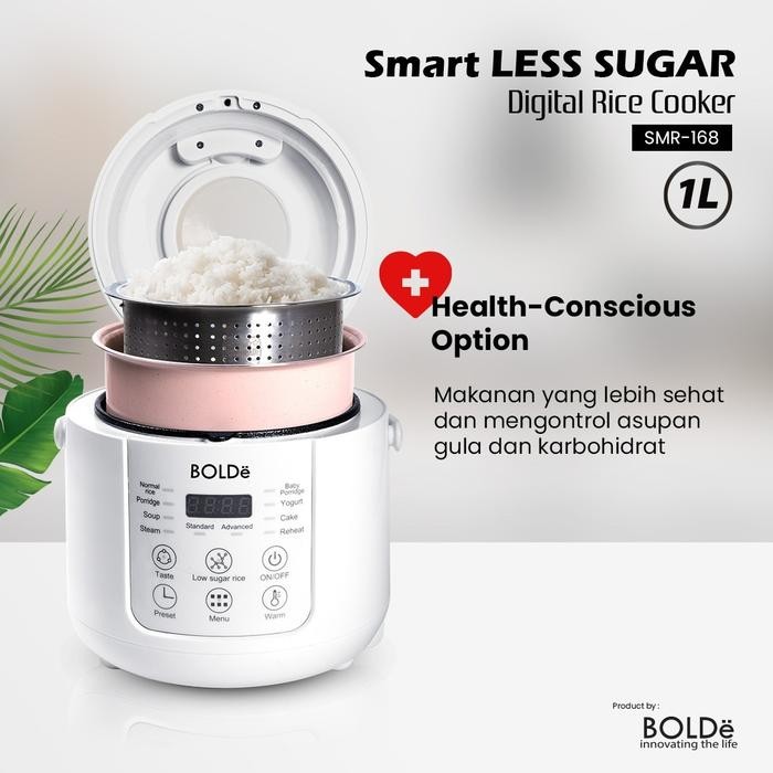BOLDe Smart Less Sugar Digital Rice Cooker 1L