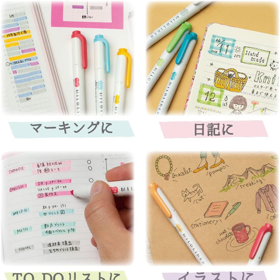 

Zebra Mildliner Highlighter Pastel Full Set 5/25/35 Colors Marker Pen Double-Ended Art Stationery